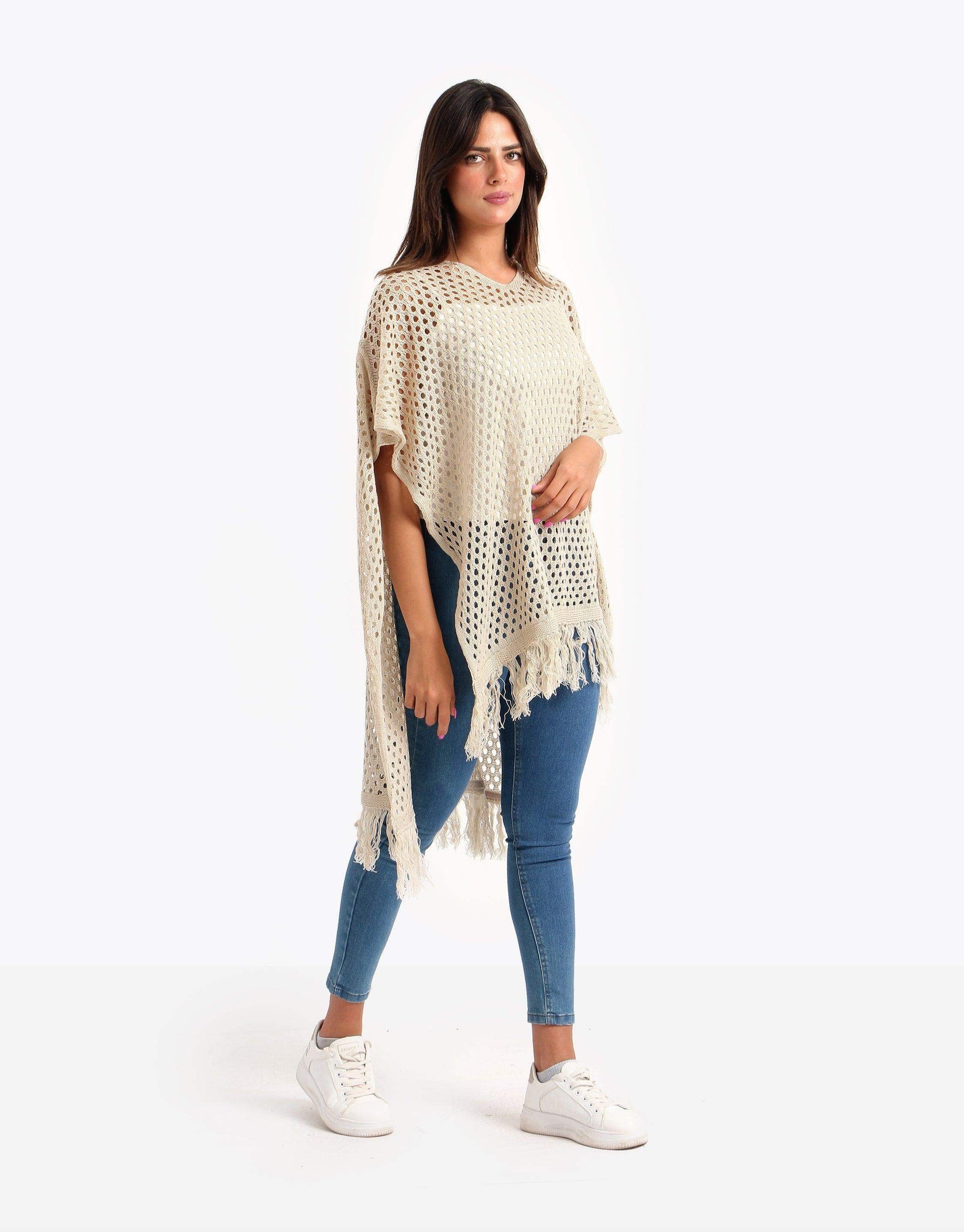 Mesh Poncho with Tassels - Carina - ÙƒØ§Ø±ÙŠÙ†Ø§