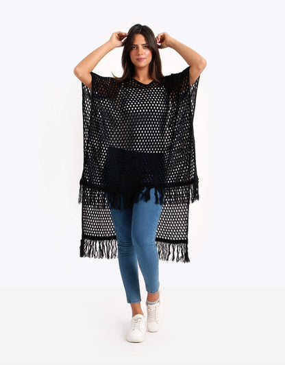 Mesh Poncho with Tassels - Carina - ÙƒØ§Ø±ÙŠÙ†Ø§