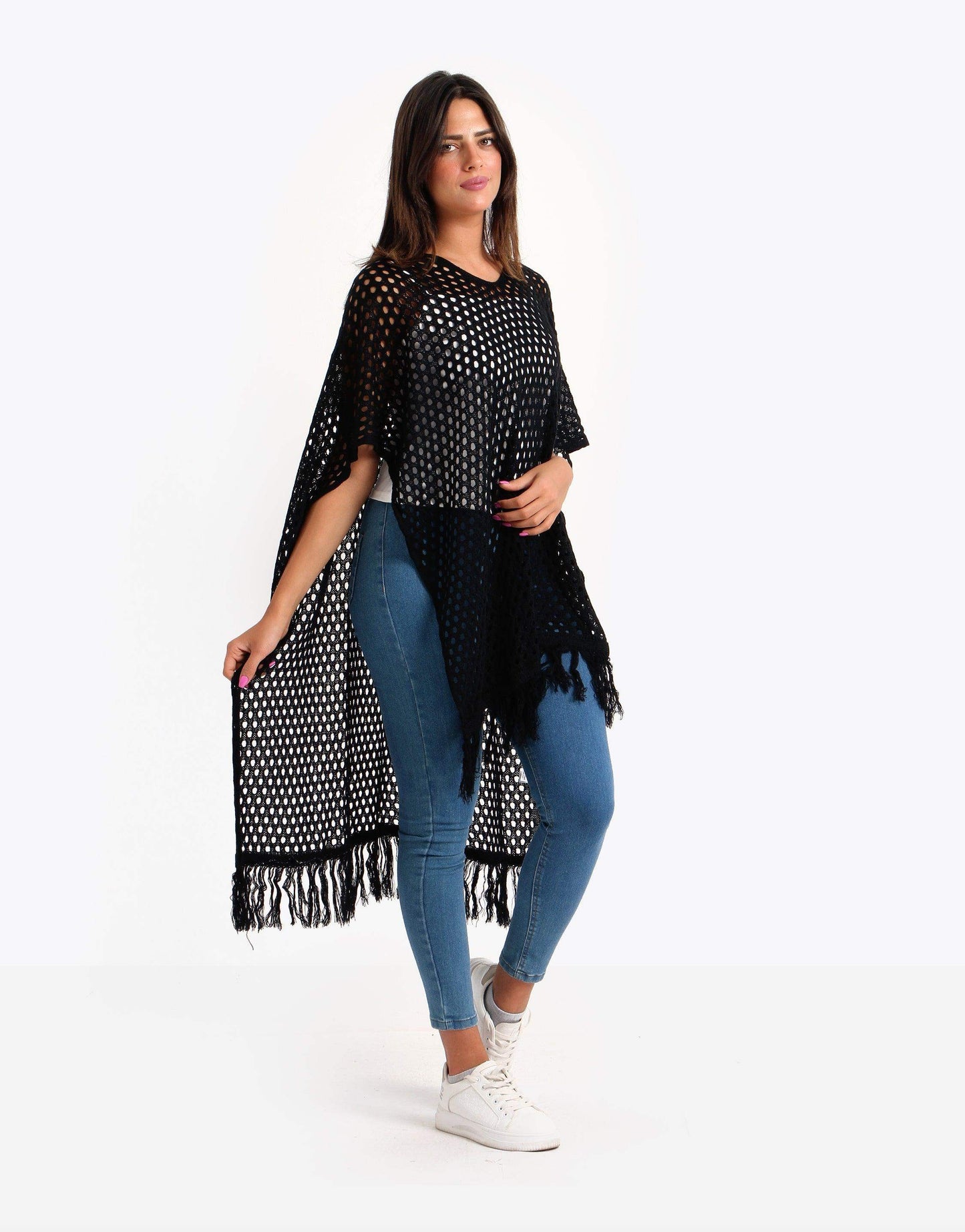 Mesh Poncho with Tassels - Carina - ÙƒØ§Ø±ÙŠÙ†Ø§