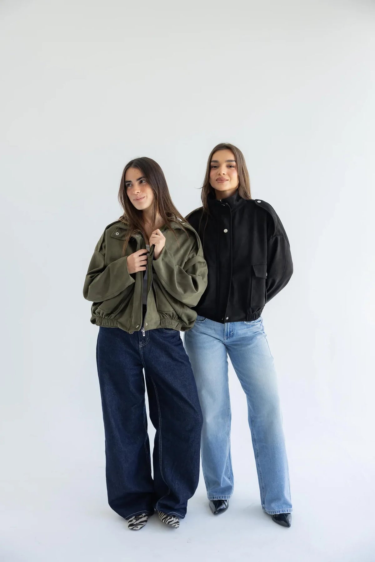 Metro utility bomber jacket in olive green and black