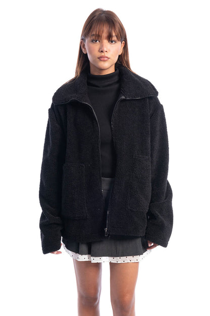 Teddy Fur Jacket - Black