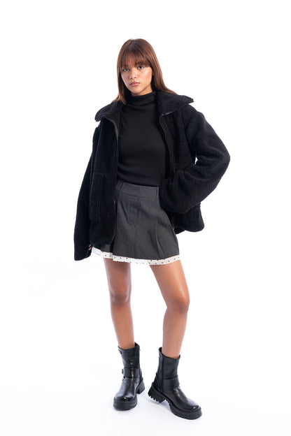 Teddy Fur Jacket - Black