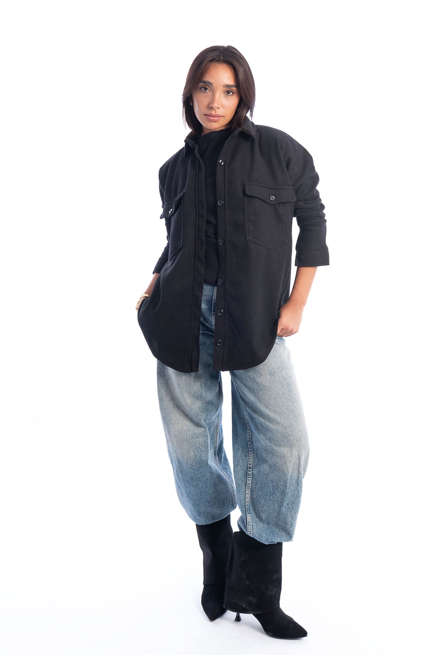 Wool Shirt Jacket - Black