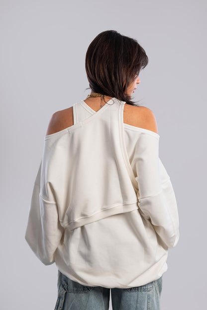 Cold Shoulder Sweatshirt - Off White