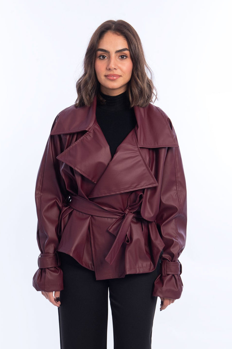 Leather The Iconic Jacket - Wine Red