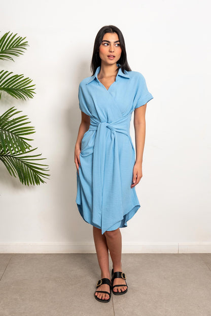 Short Sleeve Belted Dress