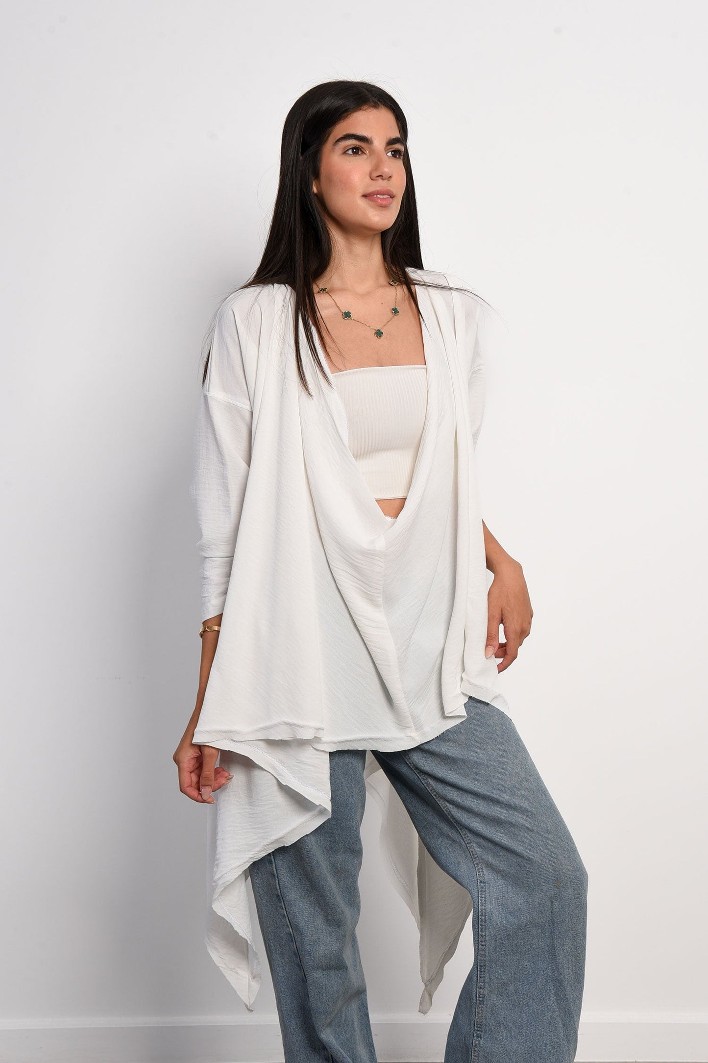 Muti Ways Flowy Cardigan -White