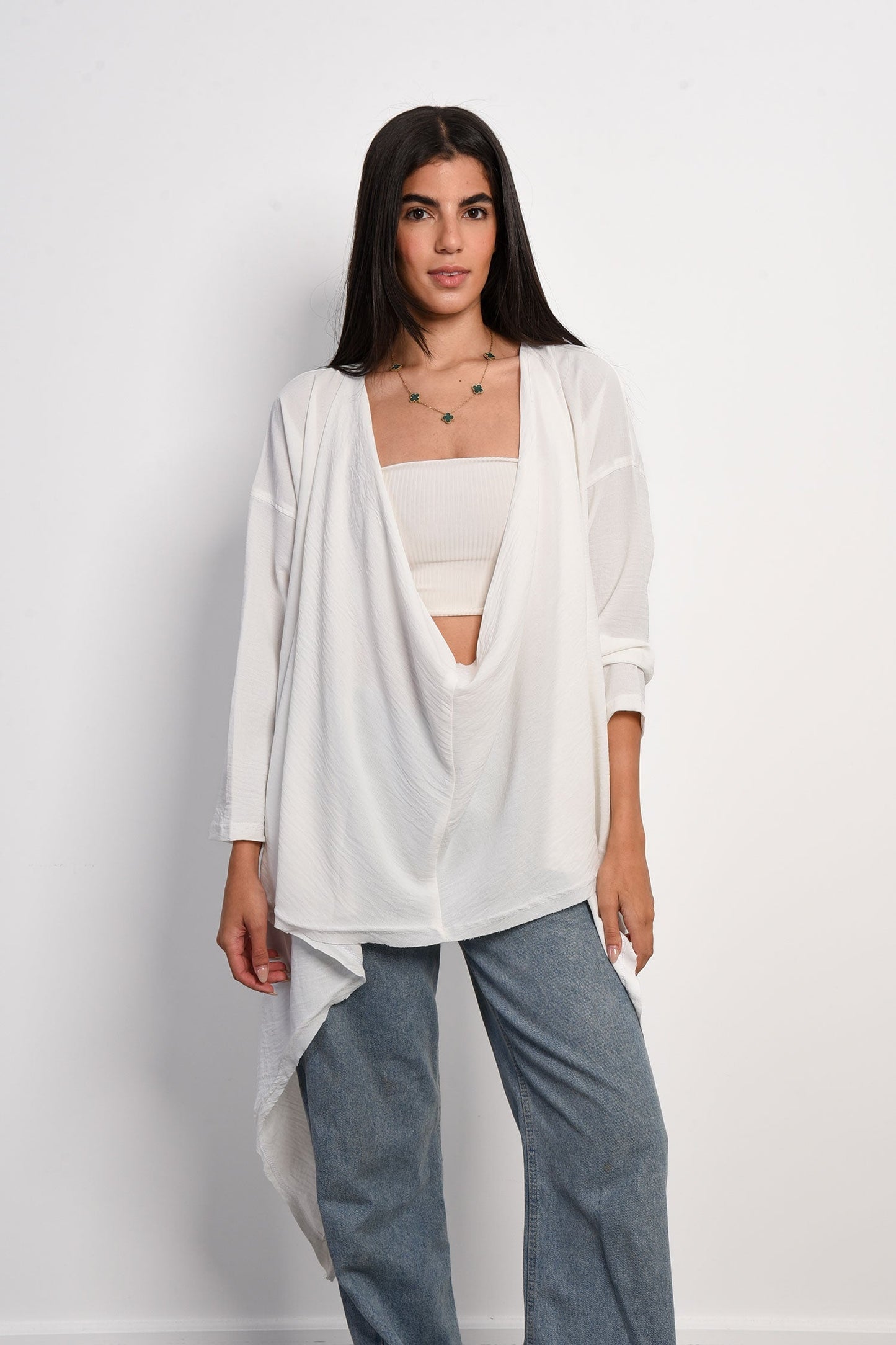 Muti Ways Flowy Cardigan -White