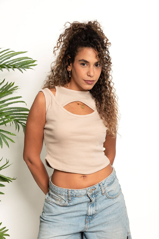 Dual Rib Top - Beige