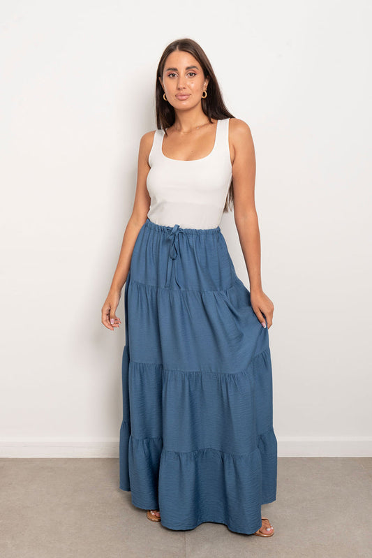 Flowy Summer Skirt - Denim Blue