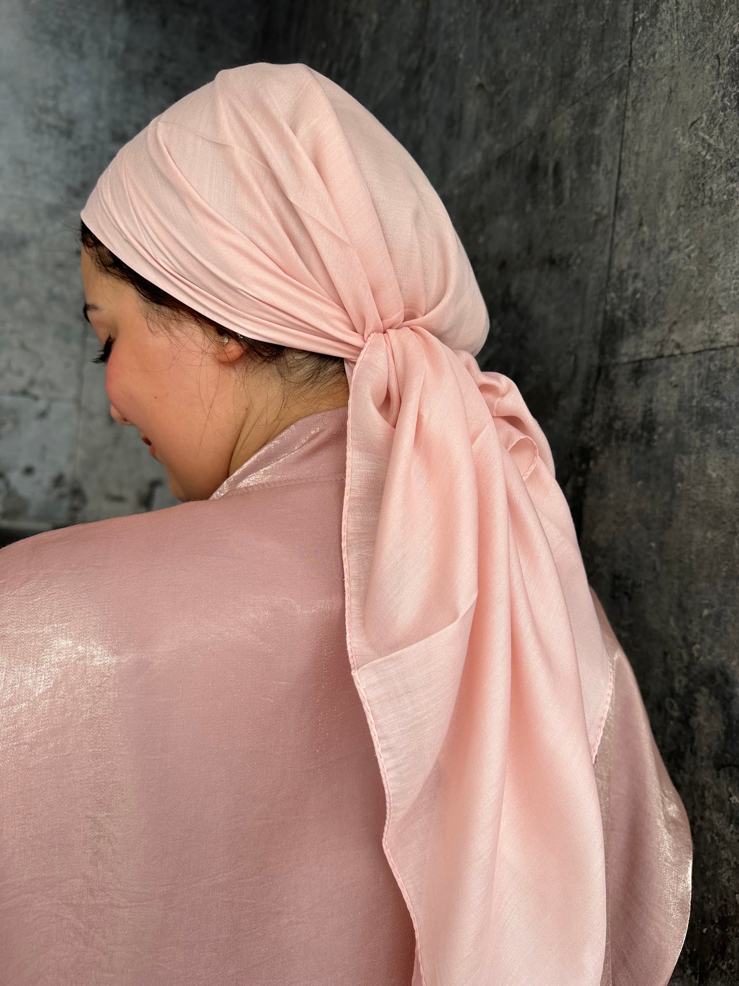 Soft Cotton Squared Scarf – Peach