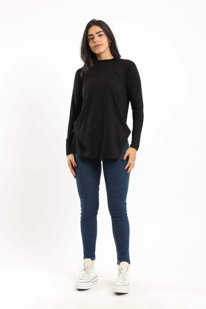 Mock Neck Black Top - Carina - ÙƒØ§Ø±ÙŠÙ†Ø§