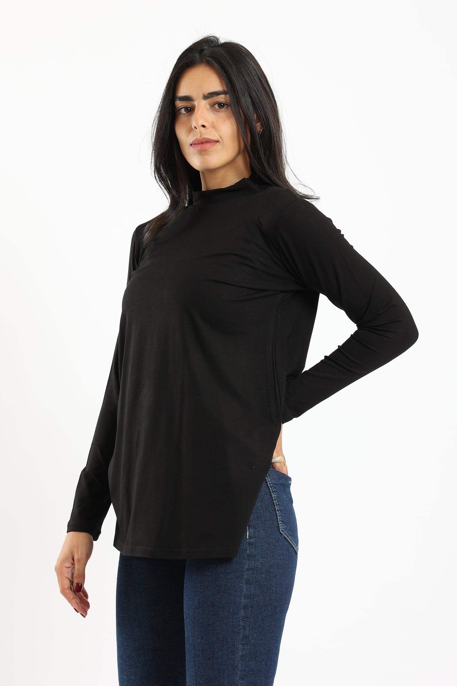 Mock Neck Black Top - Carina - ÙƒØ§Ø±ÙŠÙ†Ø§