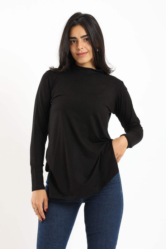 Mock Neck Black Top - Carina - ÙƒØ§Ø±ÙŠÙ†Ø§