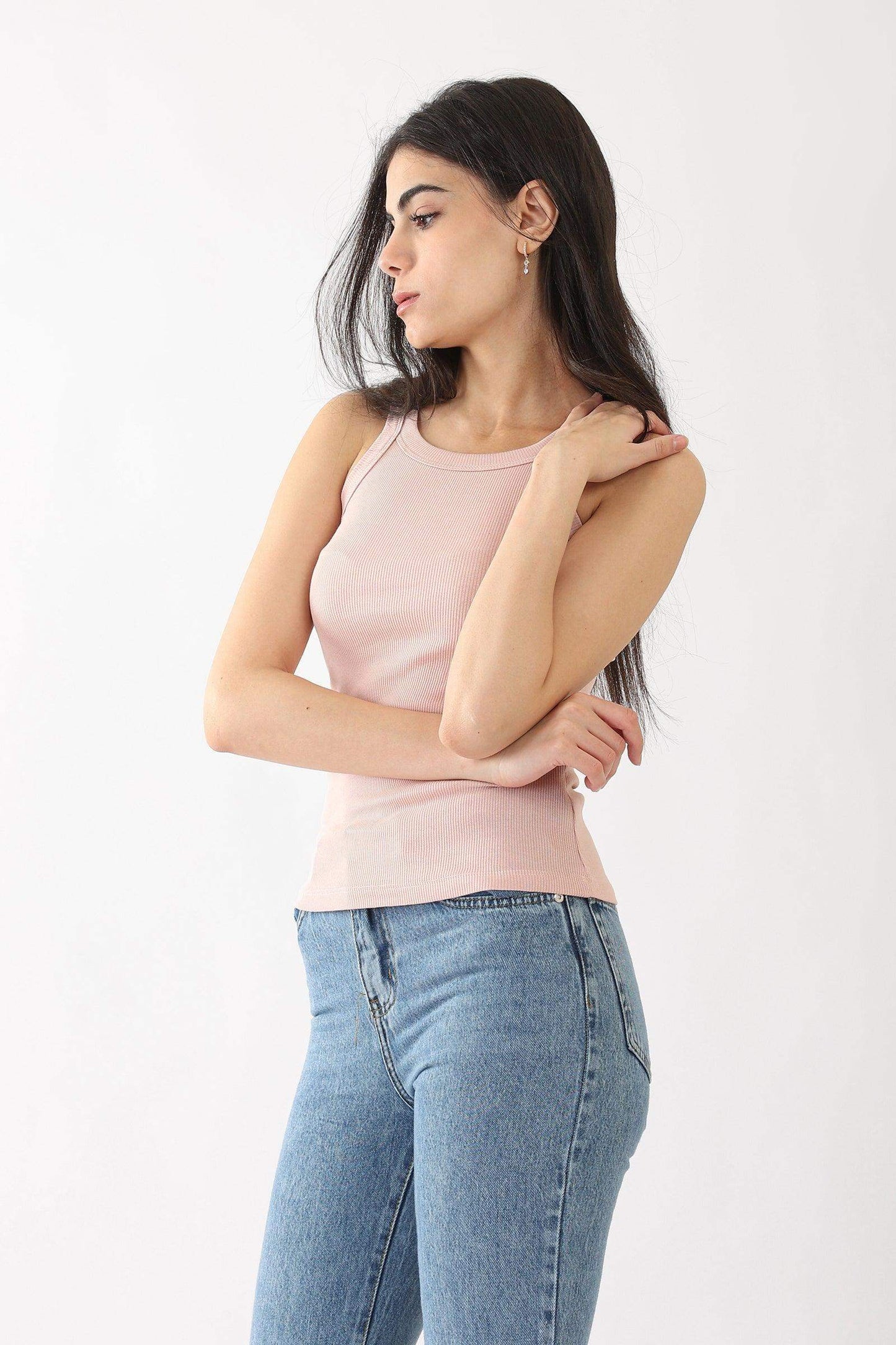 Narrow Cut Ribbed Tank Top - Carina - ÙƒØ§Ø±ÙŠÙ†Ø§