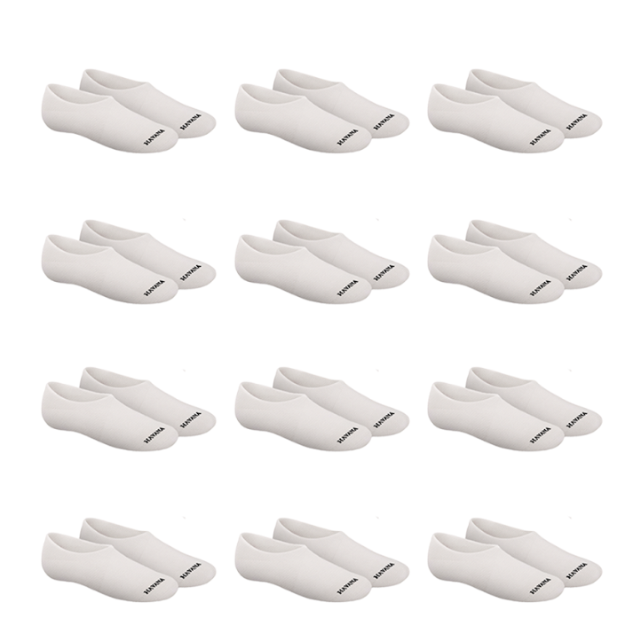 Cotton Invisible Socks Pack of 12 - White