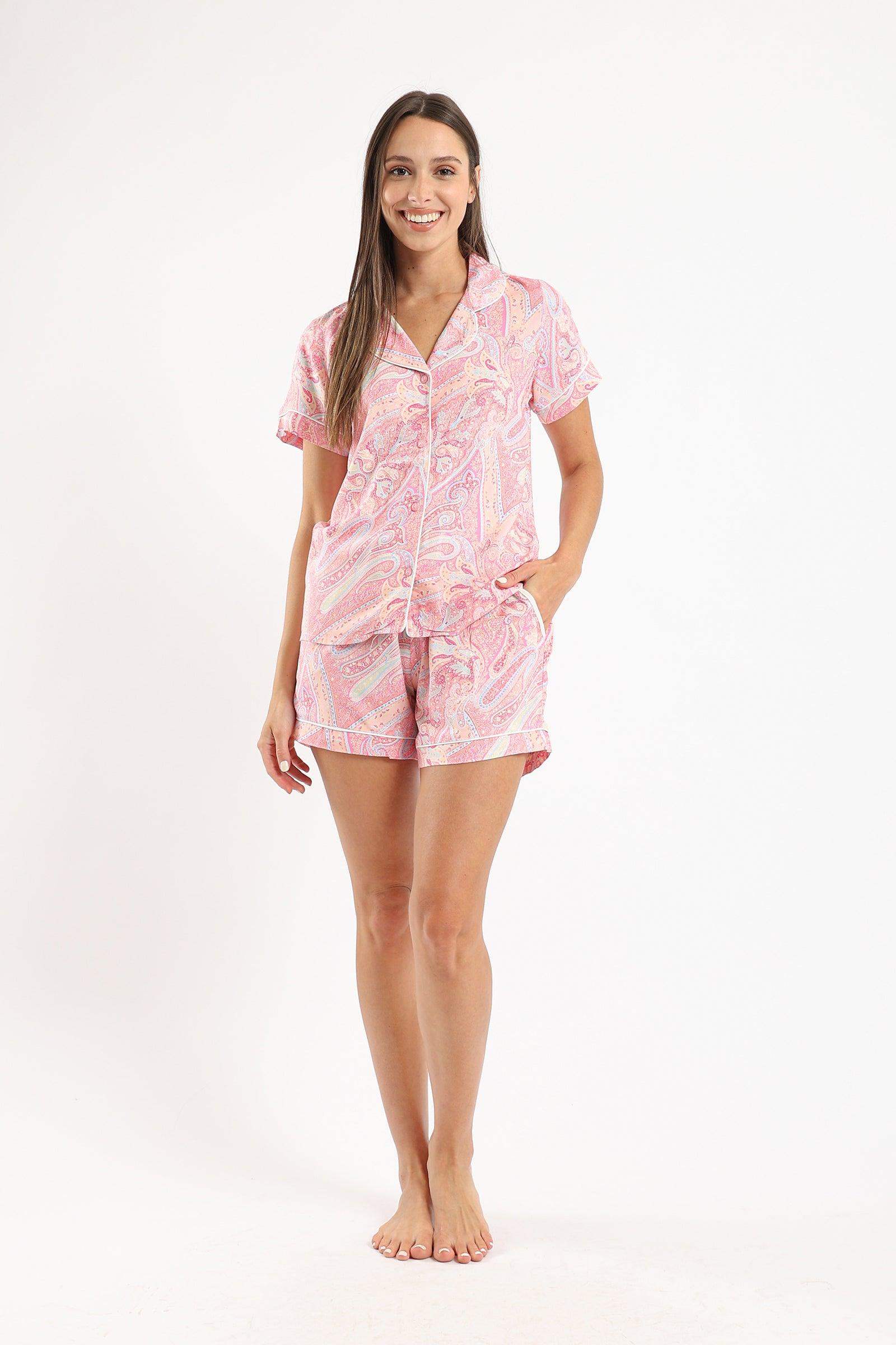 Notch Collar Pyjama Short Set - Carina - ÙƒØ§Ø±ÙŠÙ†Ø§