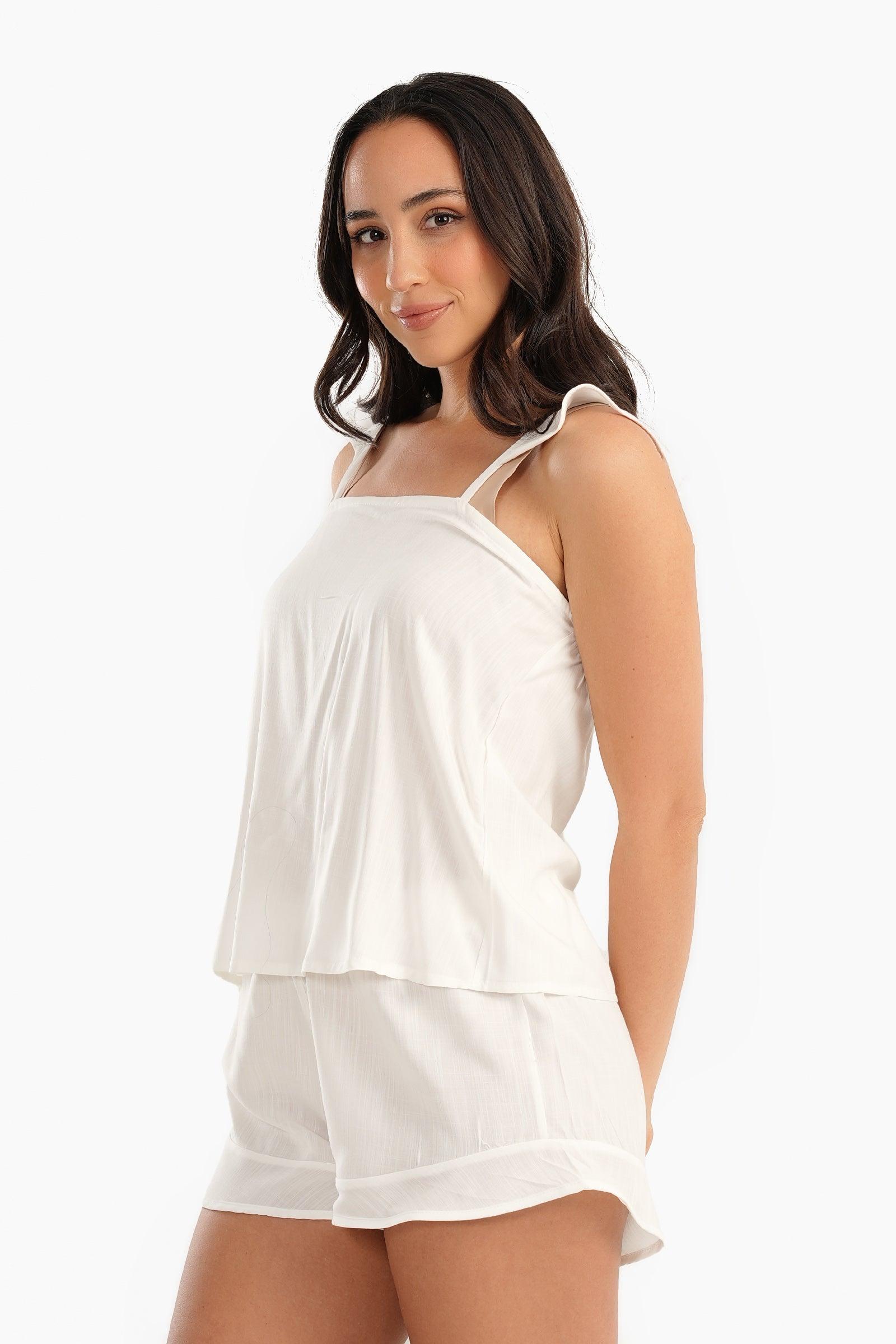 Off White Viscose Pyjama Set - Carina - ÙƒØ§Ø±ÙŠÙ†Ø§