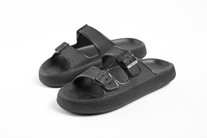 EVA–PVC Solid Slippers – Black