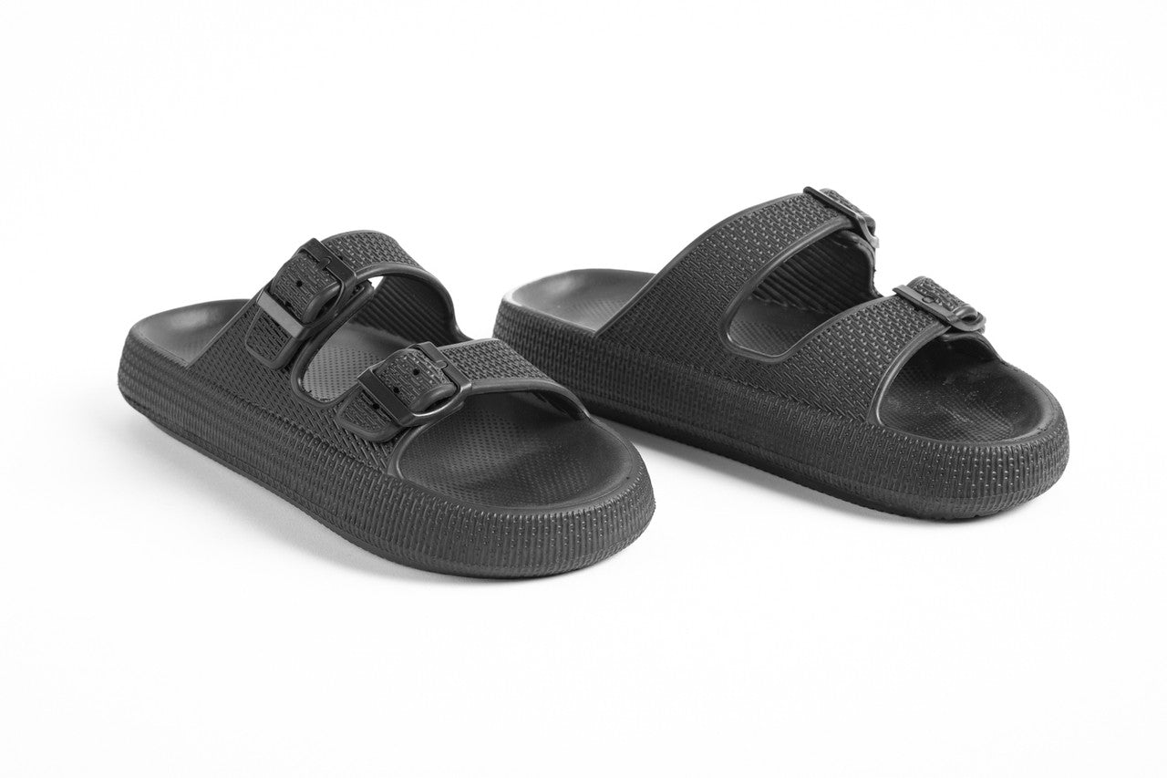 EVA–PVC Solid Slippers – Black