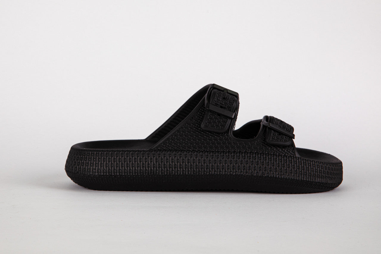 EVA–PVC Solid Slippers – Black