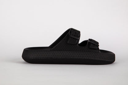 EVA–PVC Solid Slippers – Black