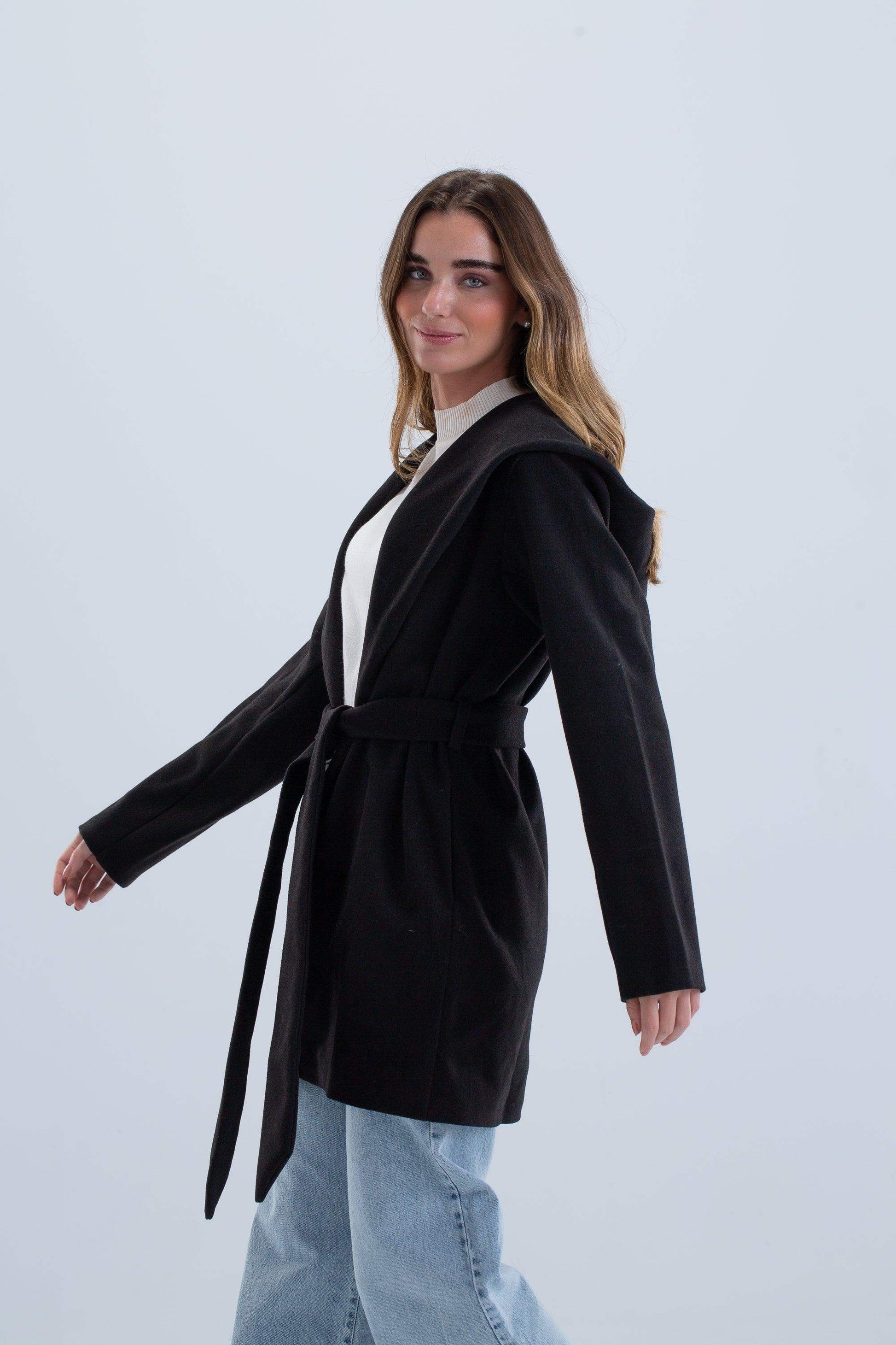 Open Neckline Hooded Coat - Carina - ÙƒØ§Ø±ÙŠÙ†Ø§