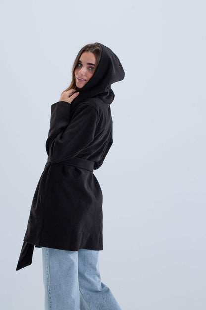 Open Neckline Hooded Coat - Carina - ÙƒØ§Ø±ÙŠÙ†Ø§