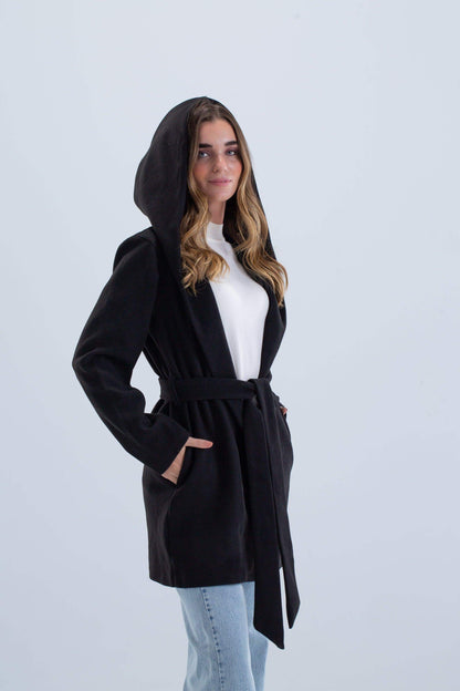 Open Neckline Hooded Coat - Carina - ÙƒØ§Ø±ÙŠÙ†Ø§