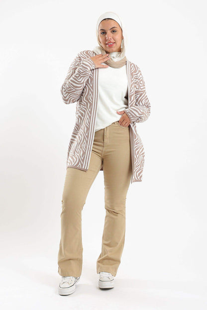 Open Neckline Printed Cardigan - Carina - ÙƒØ§Ø±ÙŠÙ†Ø§