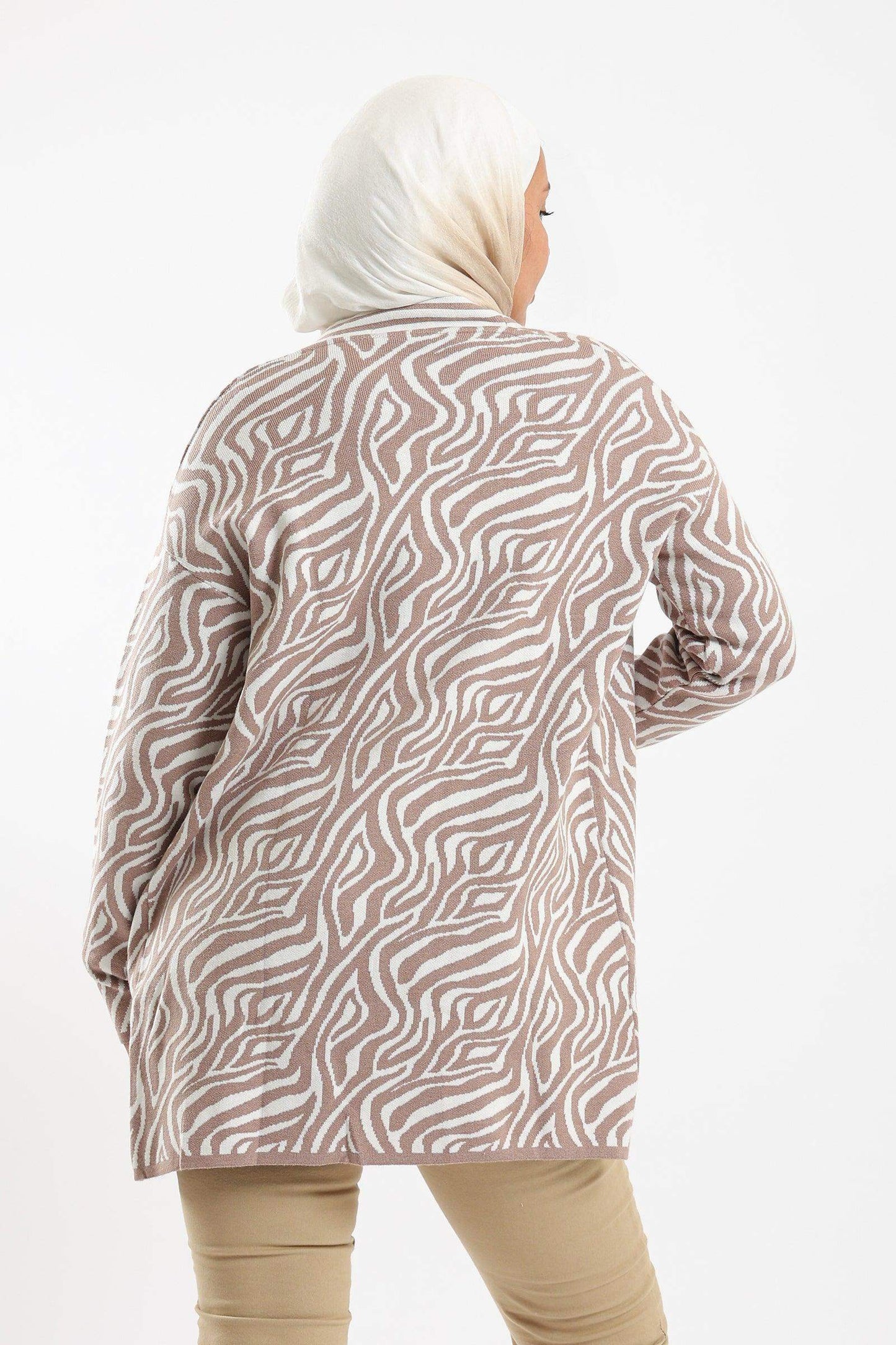 Open Neckline Printed Cardigan - Carina - ÙƒØ§Ø±ÙŠÙ†Ø§