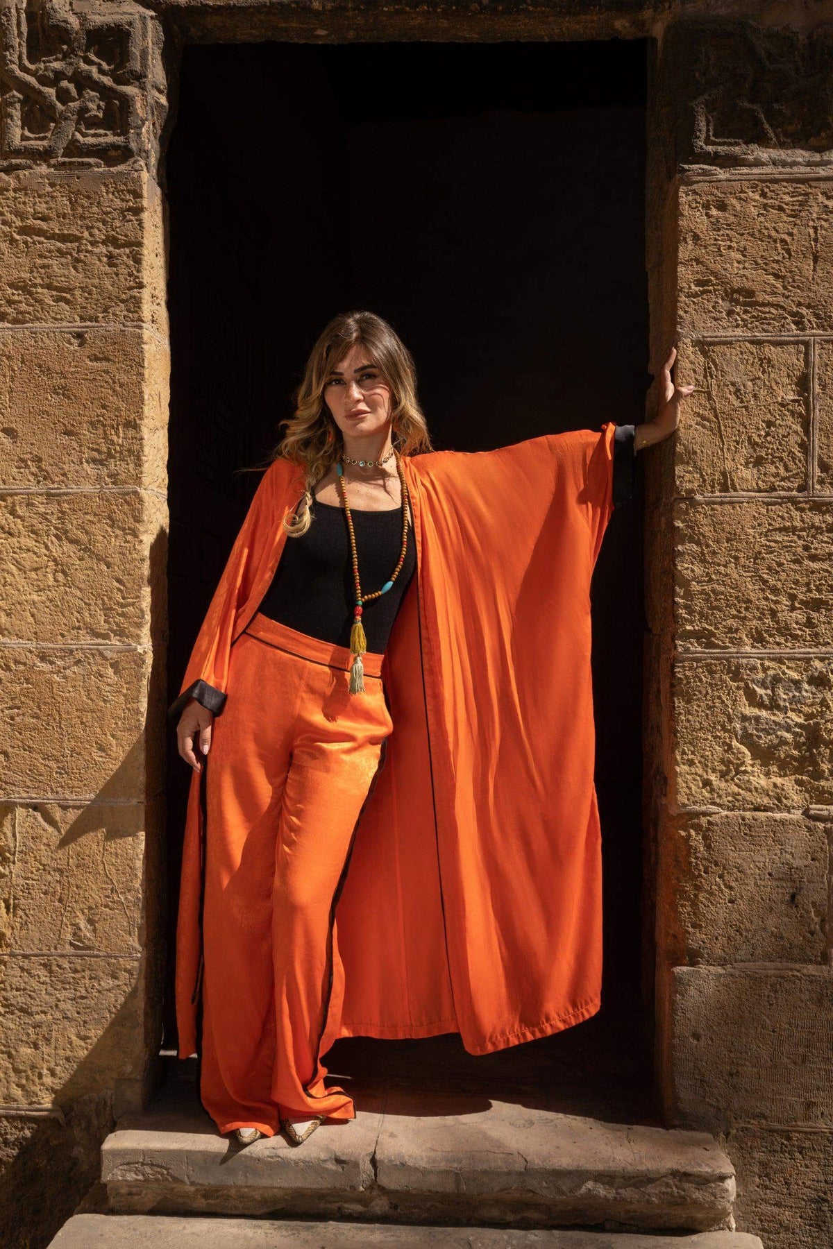 Orange Wide Leg Pants - Carina - ÙƒØ§Ø±ÙŠÙ†Ø§