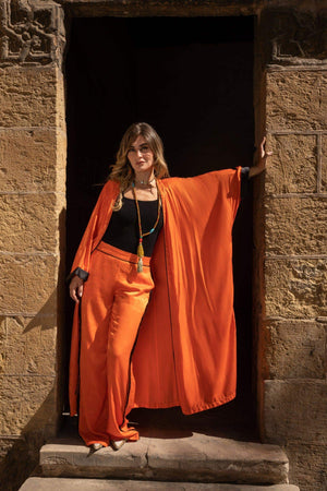 Orange Wide Leg Pants - Carina - ÙƒØ§Ø±ÙŠÙ†Ø§