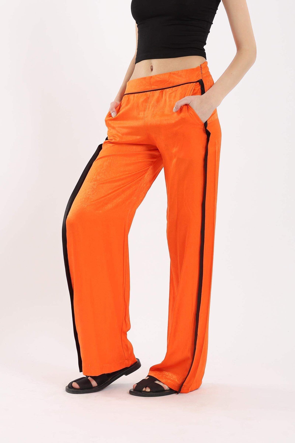 Orange Wide Leg Pants - Carina - ÙƒØ§Ø±ÙŠÙ†Ø§