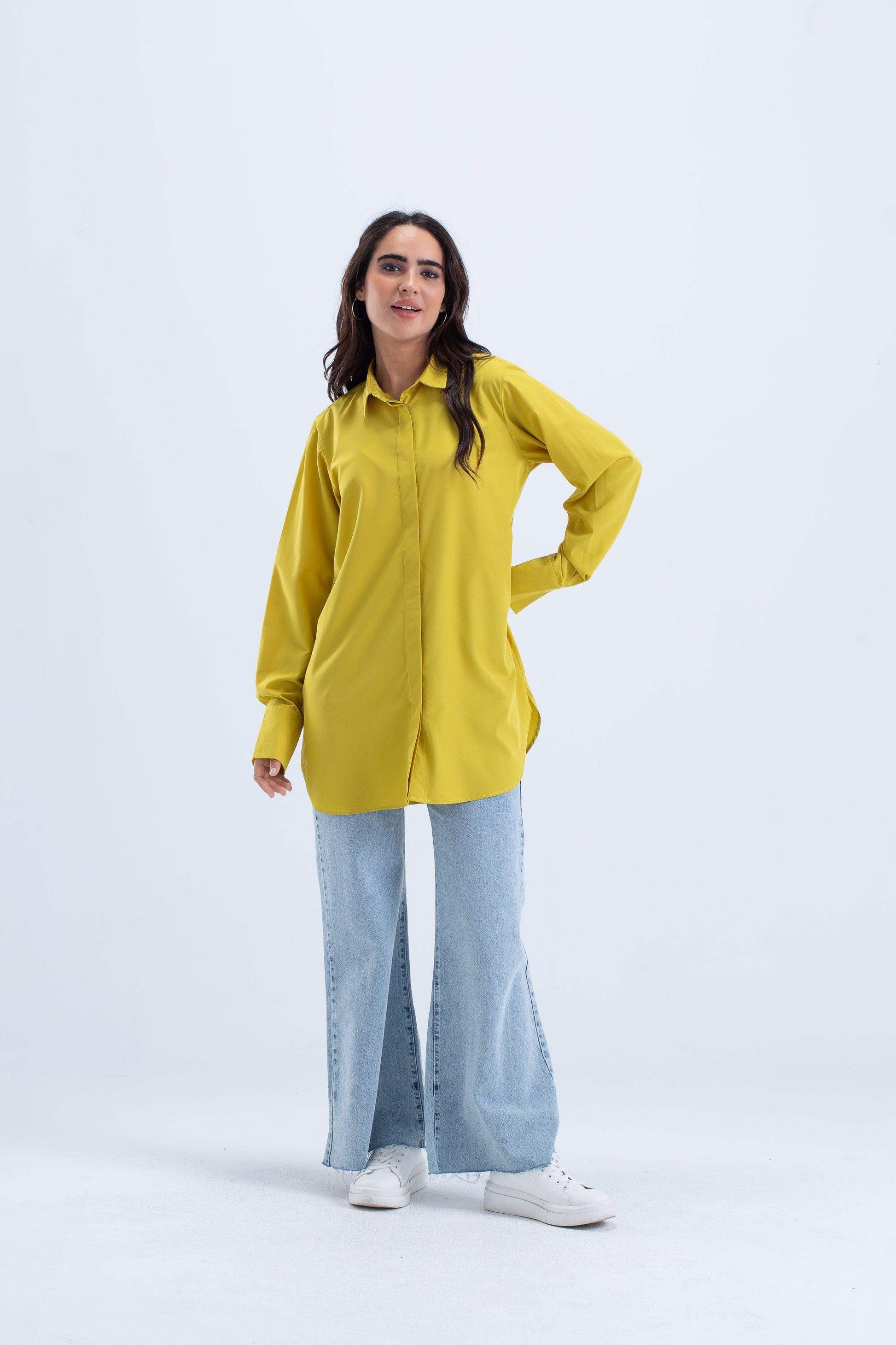 Oversized Cuffs Plain Shirt - Carina - ÙƒØ§Ø±ÙŠÙ†Ø§