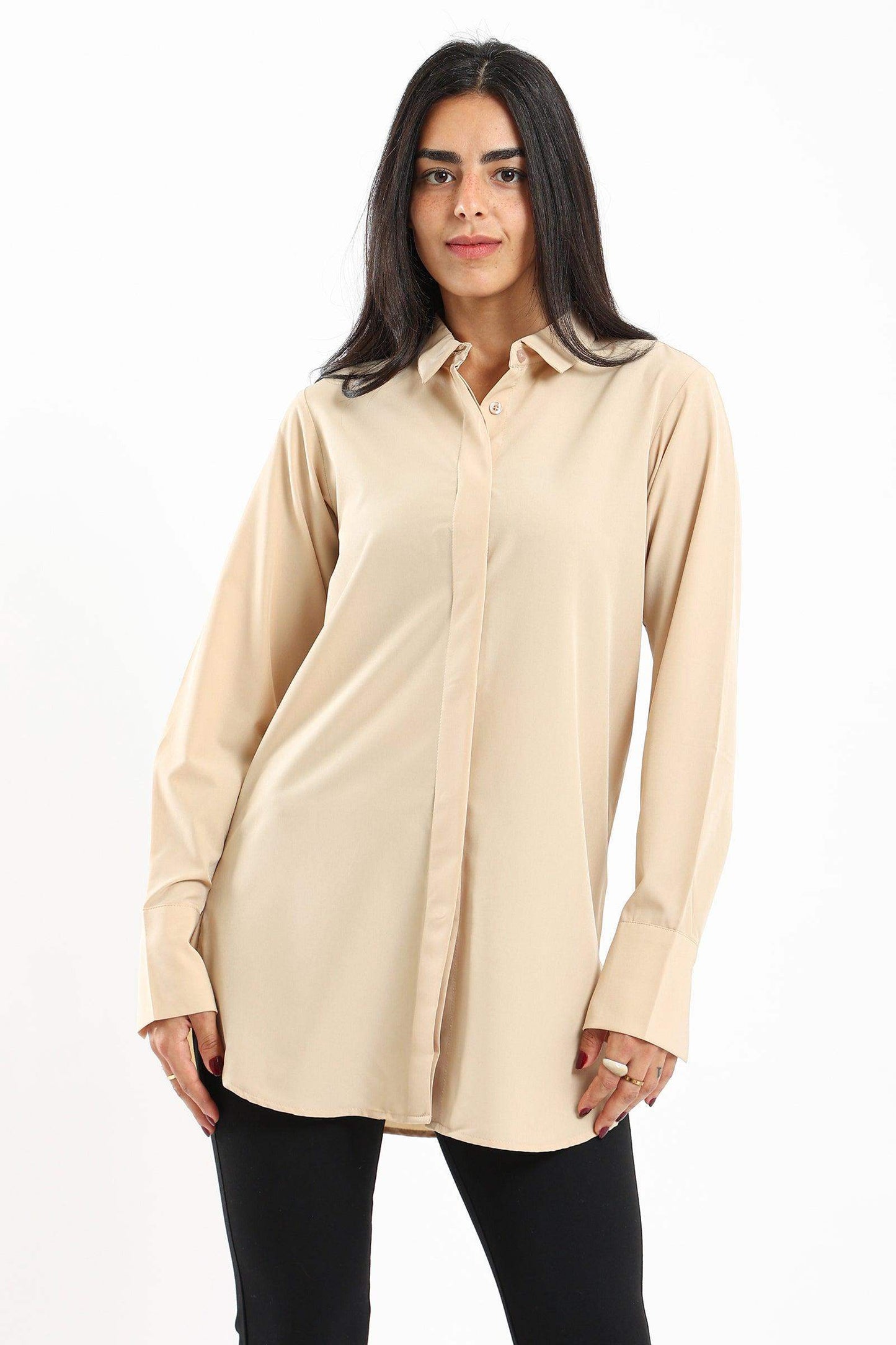 Oversized Cuffs Plain Shirt - Carina - ÙƒØ§Ø±ÙŠÙ†Ø§