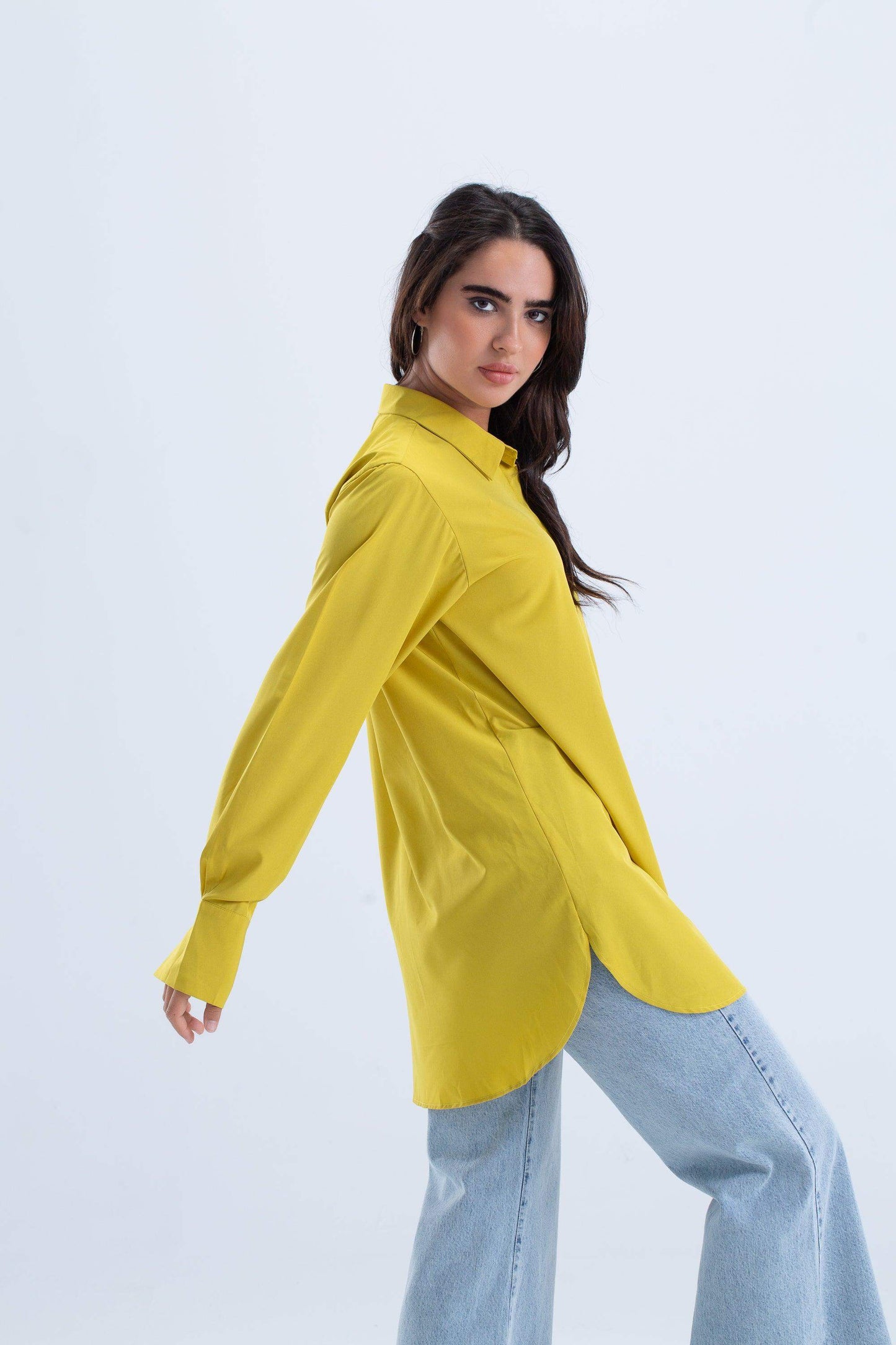 Oversized Cuffs Plain Shirt - Carina - ÙƒØ§Ø±ÙŠÙ†Ø§