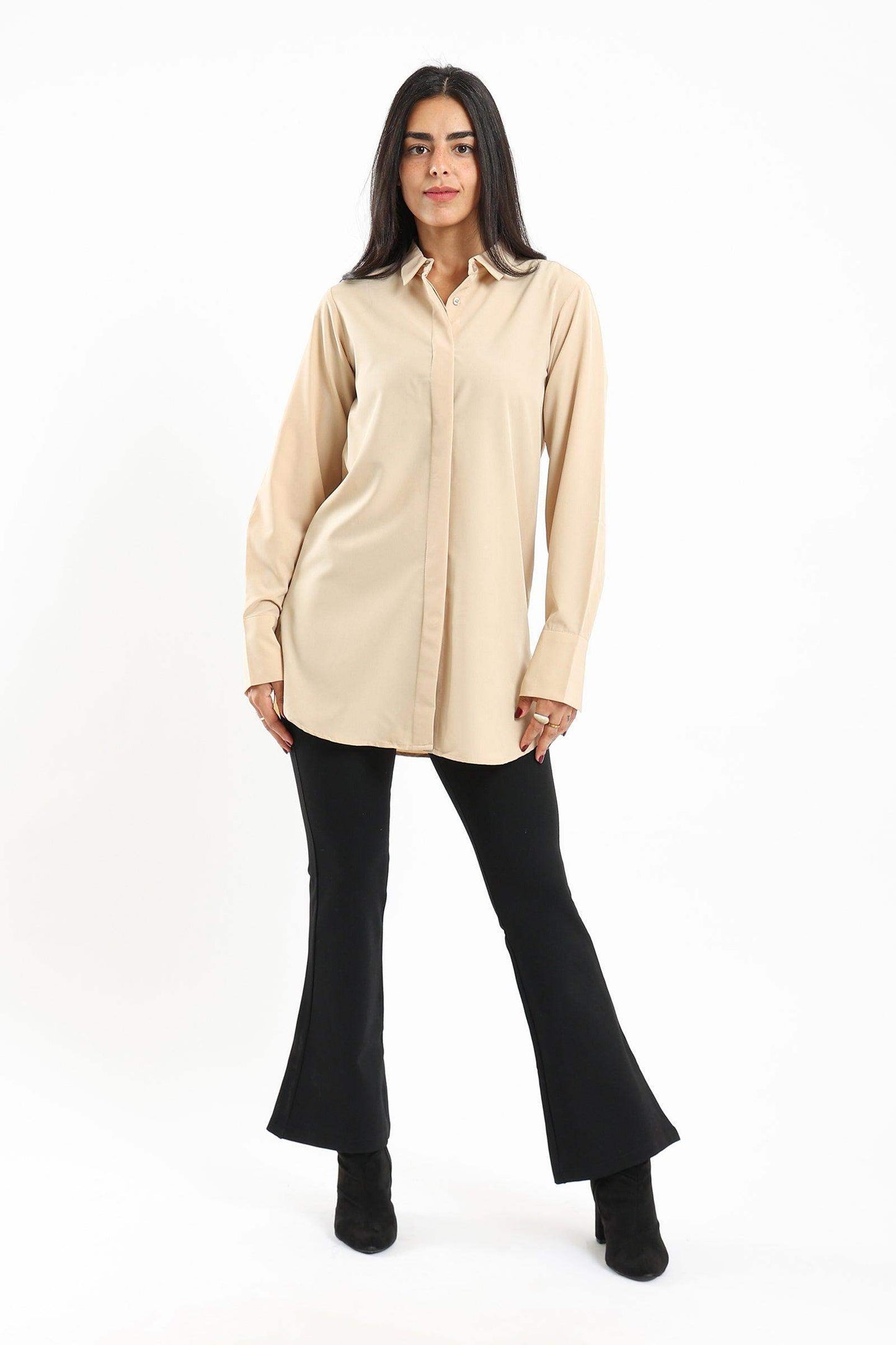 Oversized Cuffs Plain Shirt - Carina - ÙƒØ§Ø±ÙŠÙ†Ø§