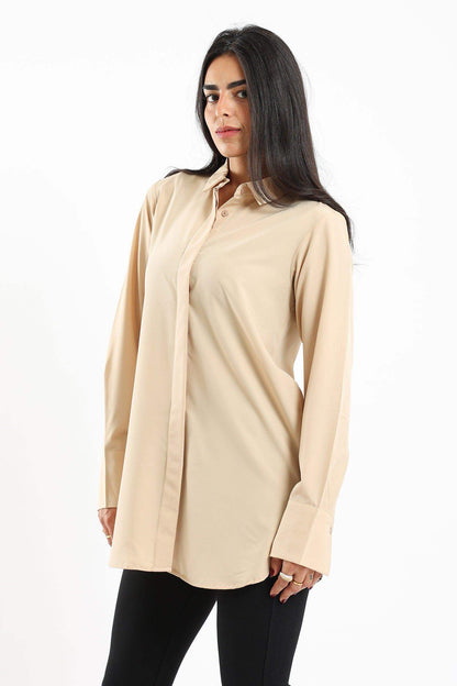 Oversized Cuffs Plain Shirt - Carina - ÙƒØ§Ø±ÙŠÙ†Ø§