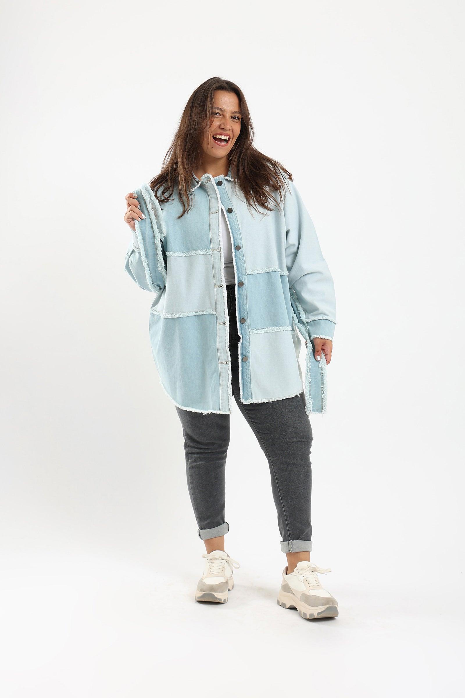 Oversized Patch Work Denim Shirt - Clue Wear