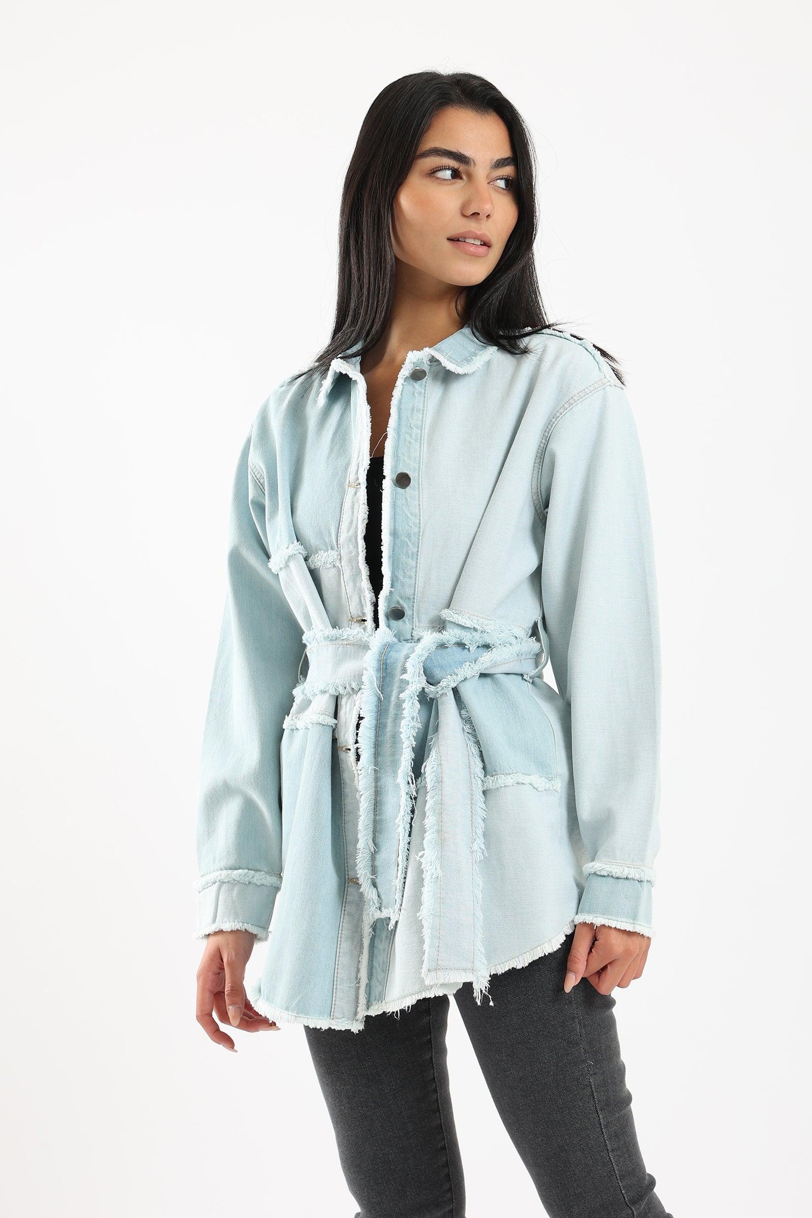 Oversized Patch Work Denim Shirt - Clue Wear