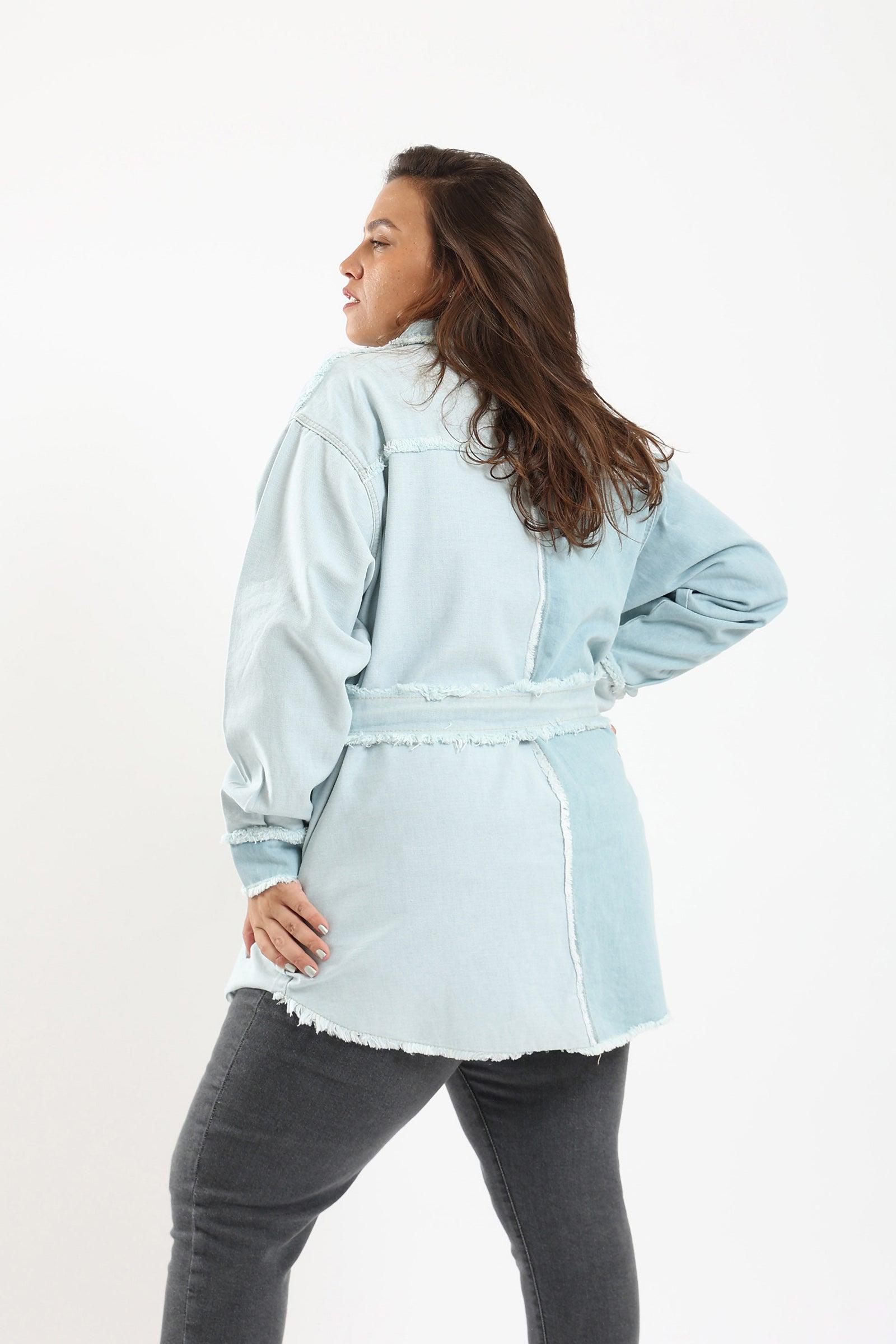 Oversized Patch Work Denim Shirt - Clue Wear