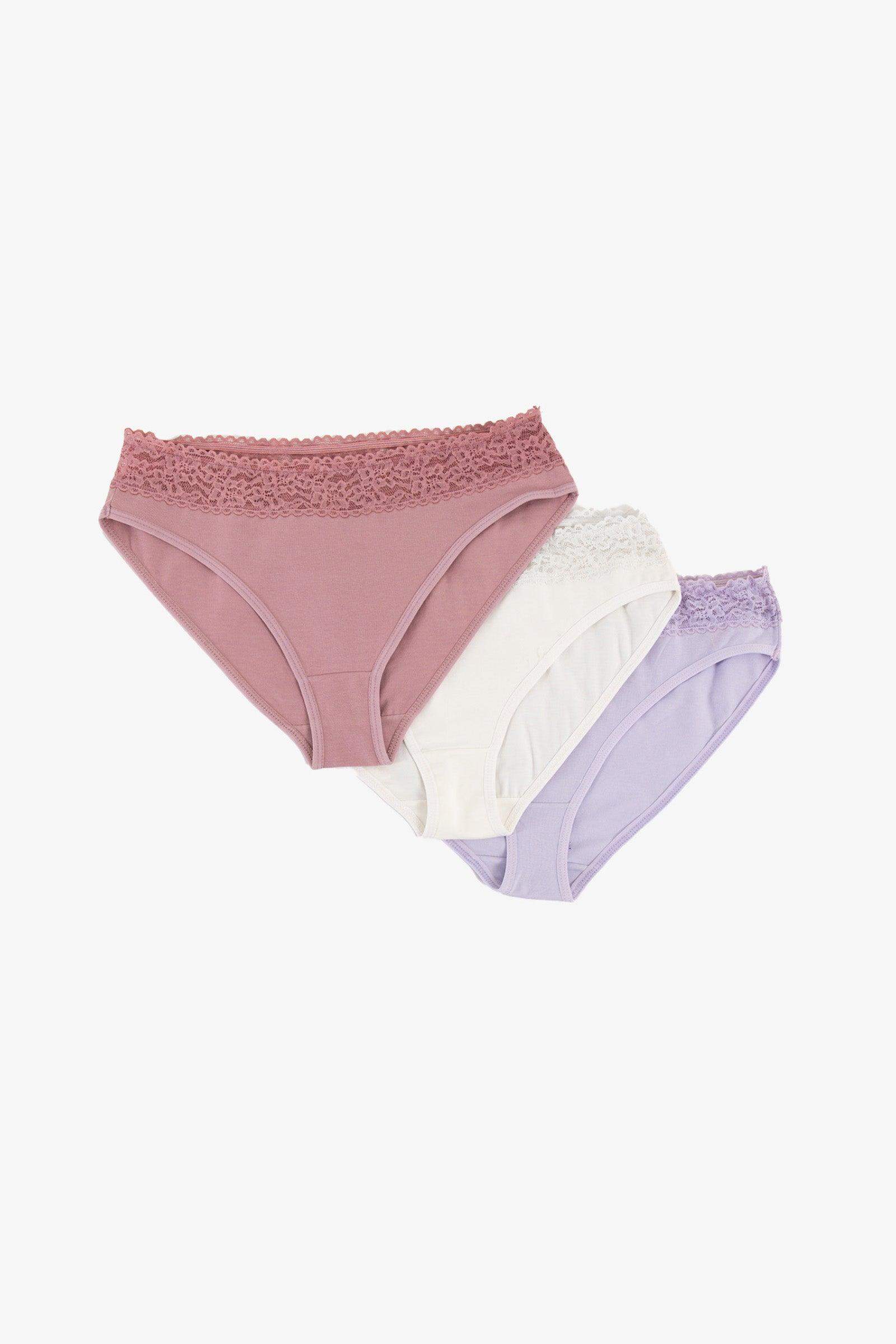 Pack of 3 Bikini Panties with Lace - Carina - ÙƒØ§Ø±ÙŠÙ†Ø§