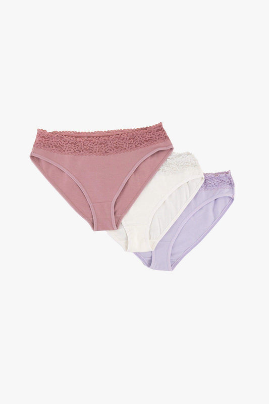 Pack of 3 Bikini Panties with Lace - Carina - ÙƒØ§Ø±ÙŠÙ†Ø§