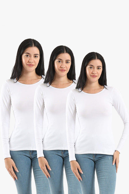 Pack of 3 Round Neck Long Sleeves Top - Carina - ÙƒØ§Ø±ÙŠÙ†Ø§