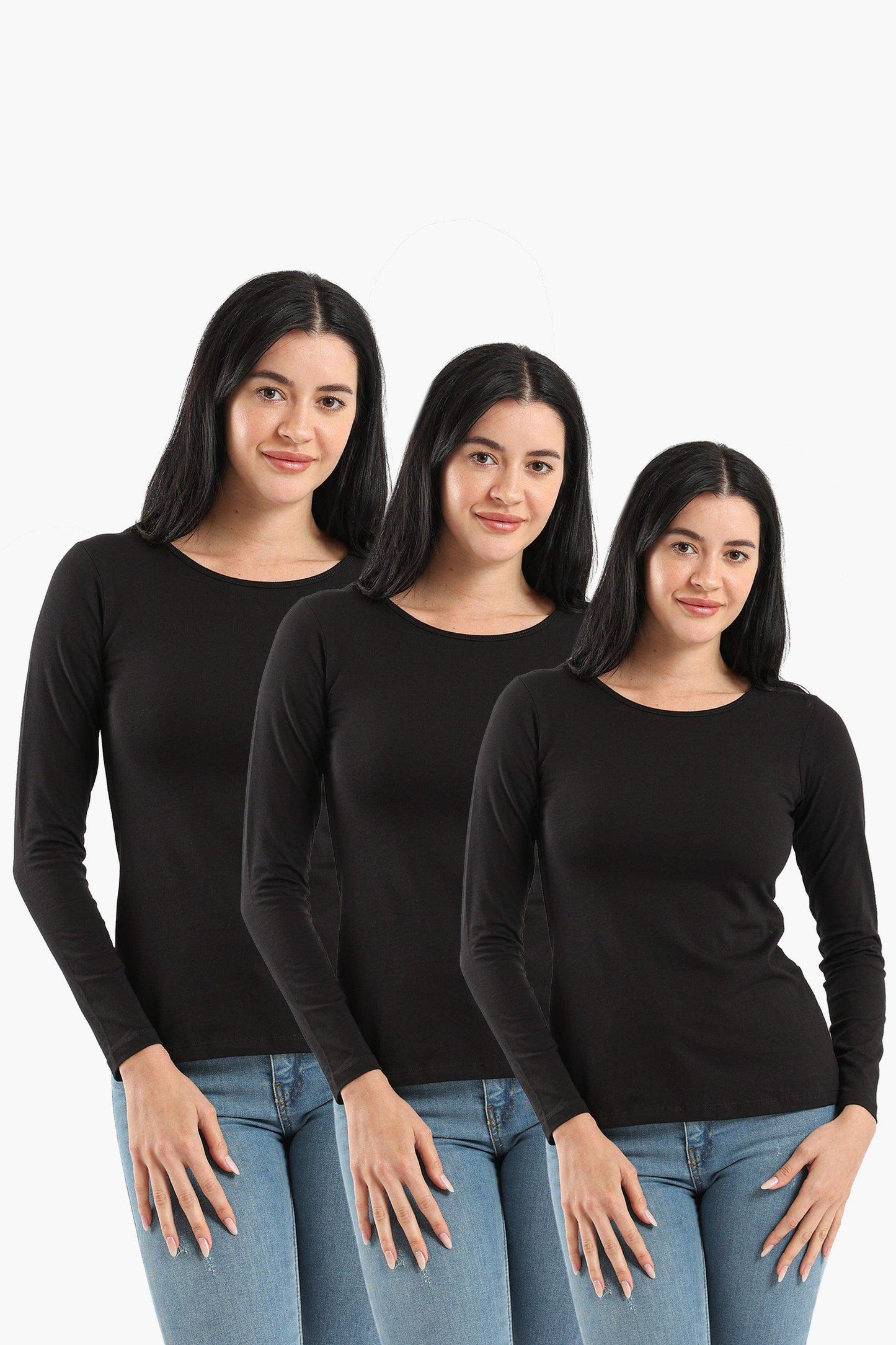 Pack of 3 Round Neck Long Sleeves Top - Carina - ÙƒØ§Ø±ÙŠÙ†Ø§