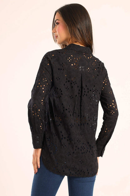 Perforated Long Sleeves Shirt - Carina - ÙƒØ§Ø±ÙŠÙ†Ø§