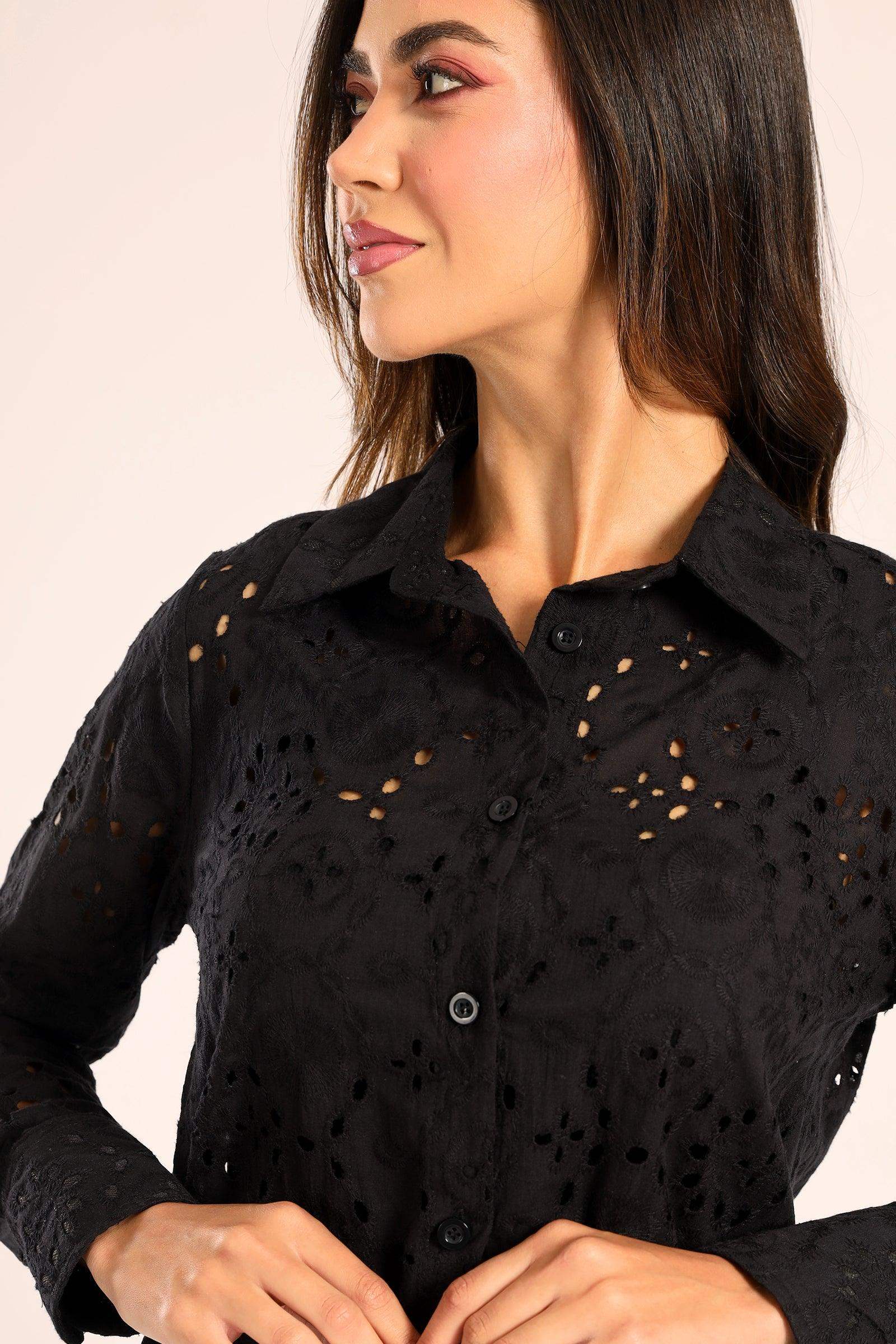 Perforated Long Sleeves Shirt - Carina - ÙƒØ§Ø±ÙŠÙ†Ø§