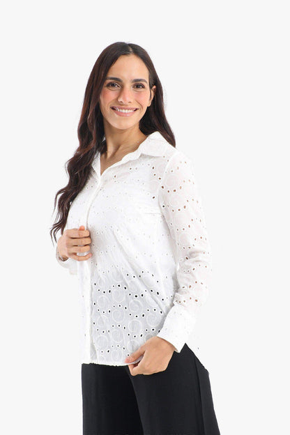 Perforated Long Sleeves Shirt - Carina - ÙƒØ§Ø±ÙŠÙ†Ø§