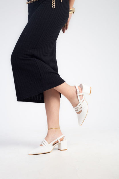Patent Solid Slingback Heels – White